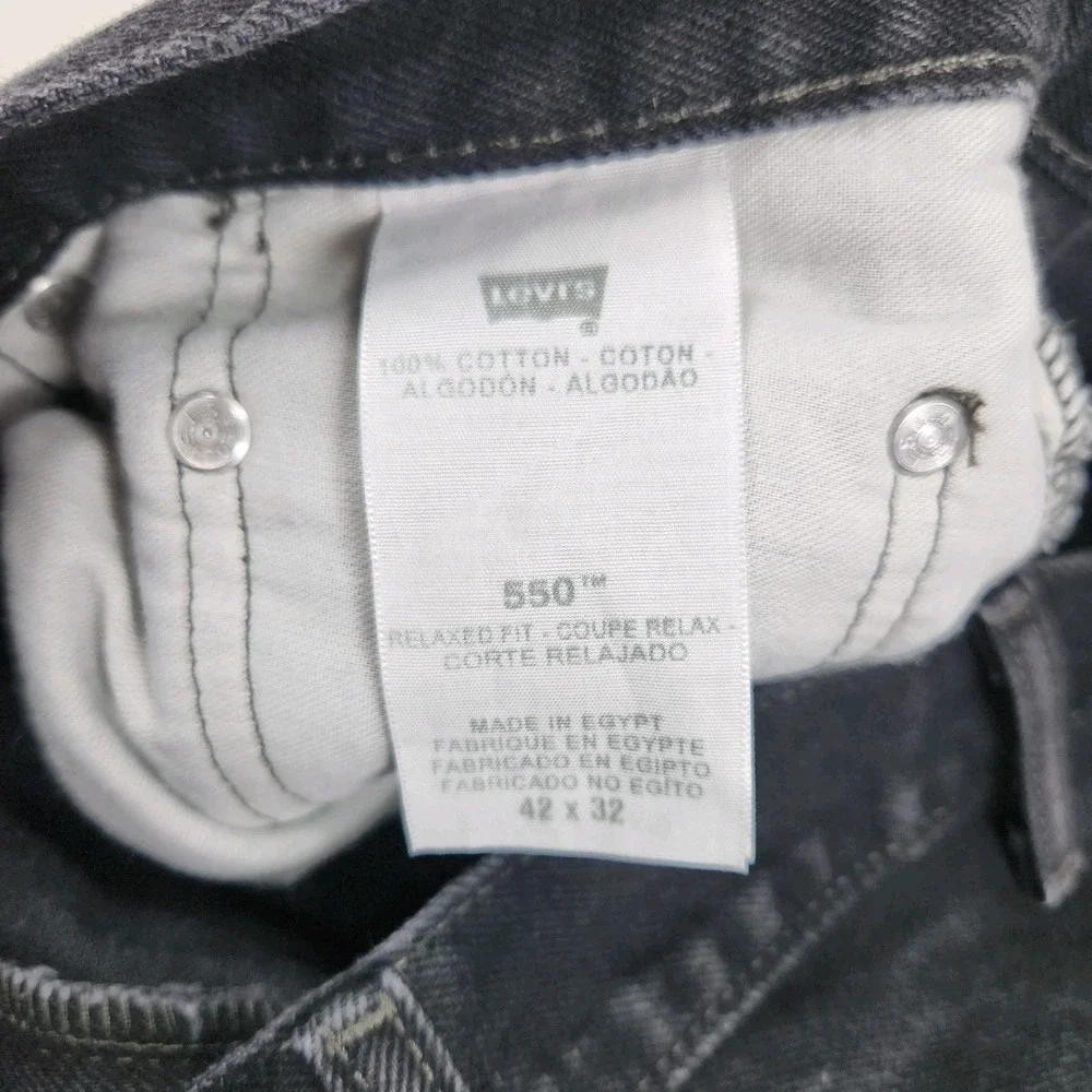 Levi's 550 Black Jeans Mens 42x32 Relaxed Fit‎ Straight Modern Casual Work Denim